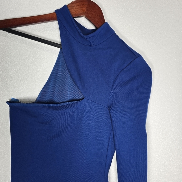 h:ours Crawley Mini Navy Dress Size XS Asymmetric Mini‎ One Sleeve Cocktail Mini - Picture 6 of 10